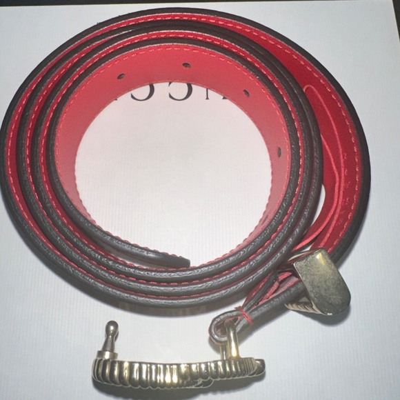 Gucci GG Torchon Belt Hibiscus Red 95